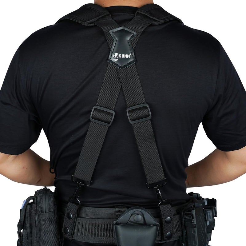 KUNN Tactical Duty Belt Suspenders with Metal Hook,Men Padded Police Harness for Duty Belt,Black - Image 3